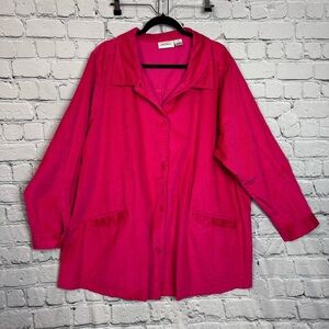 CW Classics Jacket 100% Cotton Corduroy Hot Pink Relaxed A-line Back Pleats 3X